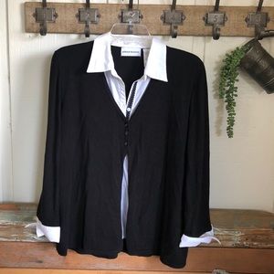 One-Piece White Shirt With Black Sweater